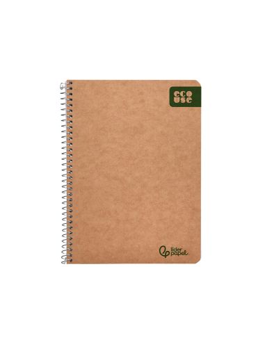 Cuaderno Espiral Liderpapel A5 Ecouse Tapa Cartulina Kraft 80H Papel Reciclado 80Gr Cuadro 4Mm