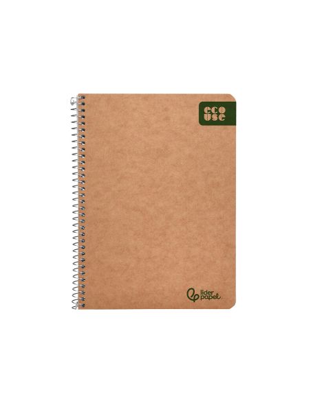 Cuaderno Espiral Liderpapel A5 Ecouse Tapa Cartulina Kraft 80H Papel Reciclado 80Gr Cuadro 4Mm