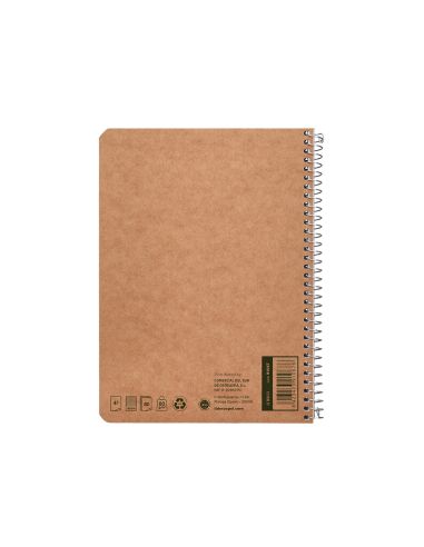 Cuaderno Espiral Liderpapel A5 Ecouse Tapa Cartulina Kraft 80H Papel Reciclado 80Gr Cuadro 4Mm