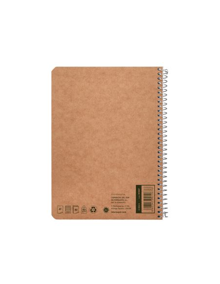 Cuaderno Espiral Liderpapel A5 Ecouse Tapa Cartulina Kraft 80H Papel Reciclado 80Gr Cuadro 4Mm