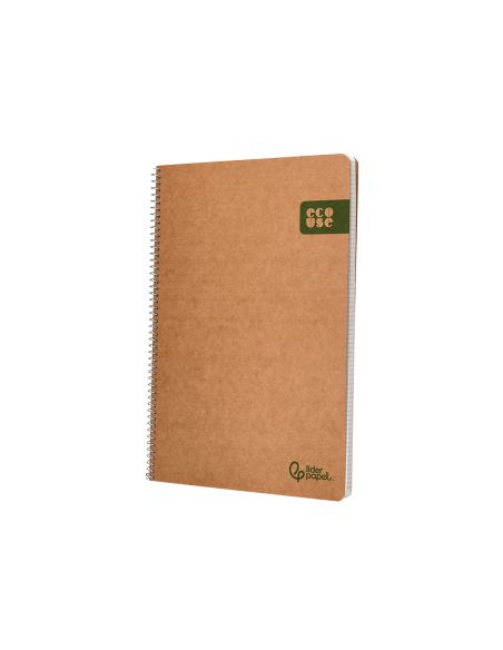 Cuaderno Espiral Liderpapel A4 Ecouse Tapa Cartulina Kraft 80H Papel Reciclado 80Gr Cuadro 4Mm Con Margen