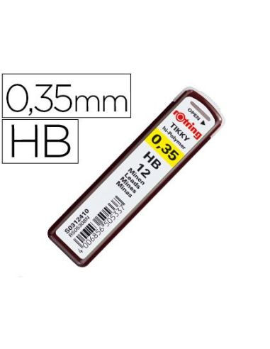 Minas Rotring Grafito 0,35 Mm Hb Estuche De 12 Minas|Libreriasalesiana