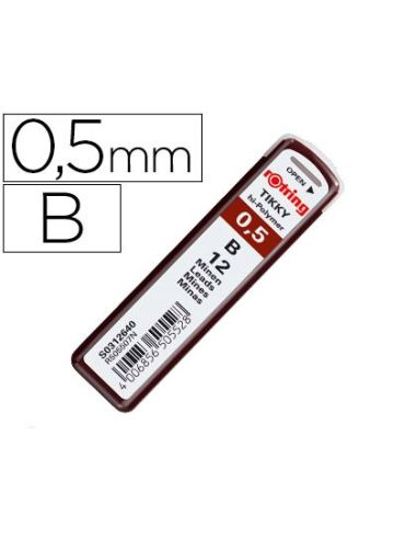 Minas Rotring Grafito 0,5 Mm B Estuche De 12 Minas|Libreriasalesiana