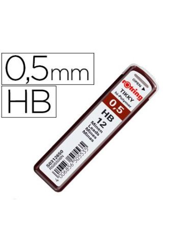 Minas Rotring Grafito 0,5 Mm Hb Estuche De 12 Minas|Libreriasalesiana