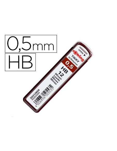 Minas Rotring Grafito 0,5 Mm Hb Estuche De 12 Minas|Libreriasalesiana