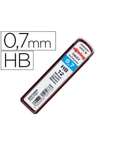 Minas Rotring Grafito 0,7 Mm Hb Estuche De 12 Minas|Libreriasalesiana