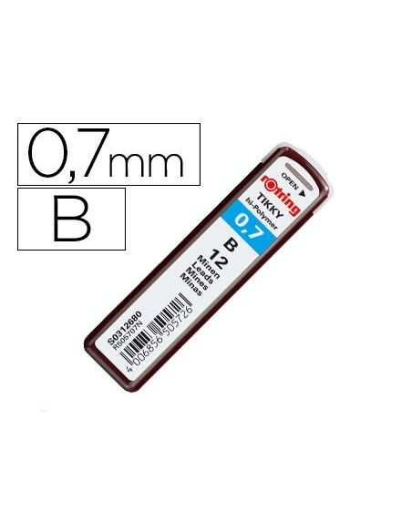 Minas Rotring Grafito 0,7 Mm B Estuche De 12 Minas|Libreriasalesiana