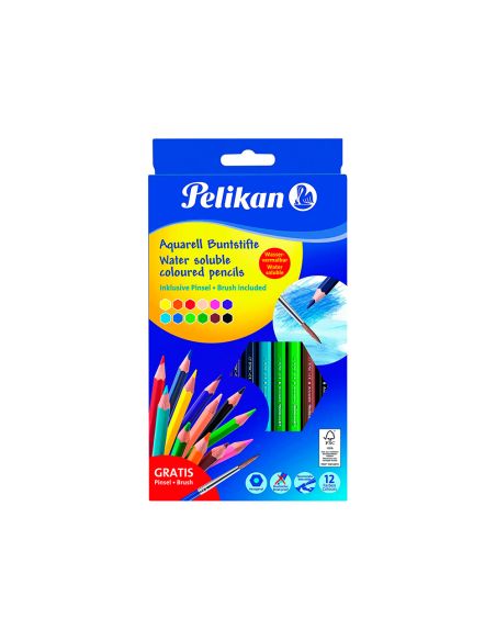 Lapices De Colores Pelikan Hexagonales Acuarelables Mina 3Mm Caja De 12 Colores Surtidos