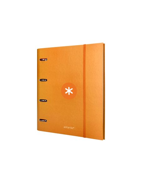 Carpeta Con Recambio Antartik A4 Cuadro 5Mm Forrada 4 Anillas 40Mm Redondas Con Solapa Color Mostaza