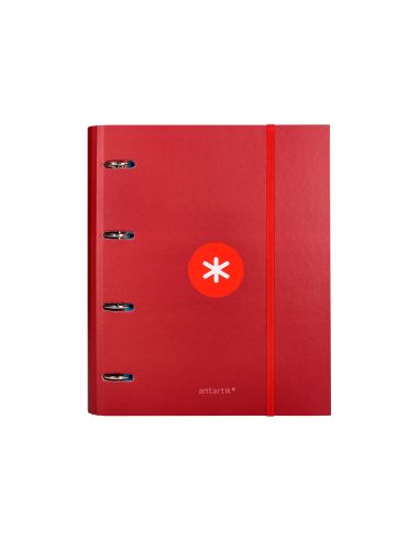 Carpeta Con Recambio Antartik A4 Cuadro 5Mm Forrada 4 Anillas 40Mm Redondas Con Solapa Color Frambuesa