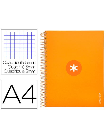 Cuaderno Espiral A4 Micro Antartik Tapa Forrada 120H 90 Gr Cuadro 5Mm 5 Bandas 4 Taladros Color Mostaza