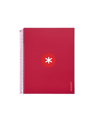 Cuaderno Espiral A4 Micro Antartik Tapa Forrada 120H 100 Gr Cuadro 5Mm 5 Bandas 4 Taladros Color Frambuesa