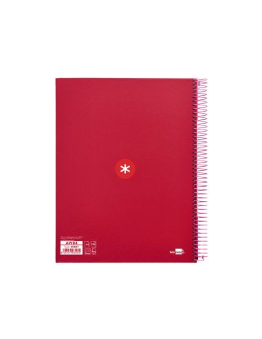 Cuaderno Espiral A4 Micro Antartik Tapa Forrada 120H 100 Gr Cuadro 5Mm 5 Bandas 4 Taladros Color Frambuesa