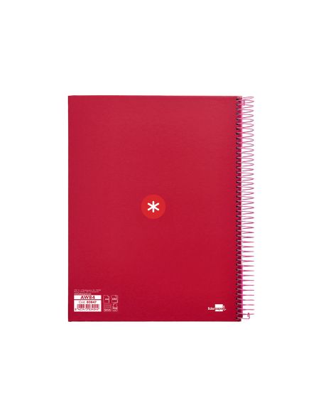 Cuaderno Espiral A4 Micro Antartik Tapa Forrada 120H 100 Gr Cuadro 5Mm 5 Bandas 4 Taladros Color Frambuesa