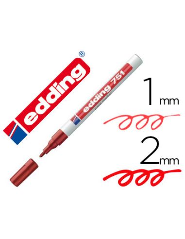 Rotulador Rojo  Edding Punta Fibra 751 Punta Redonda 1-2 Mm