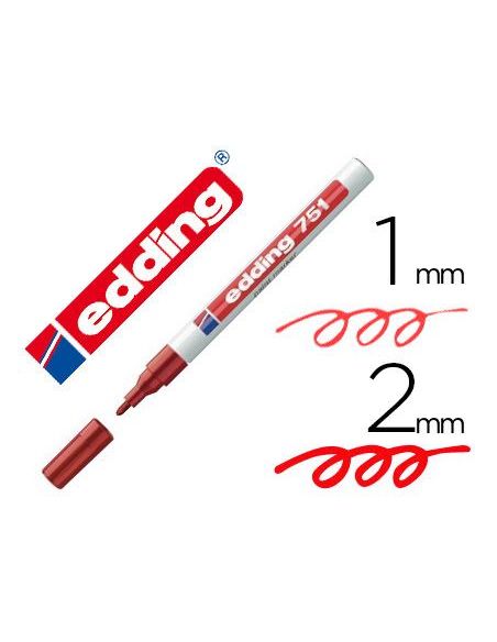 Rotulador Rojo  Edding Punta Fibra 751 Punta Redonda 1-2 Mm
