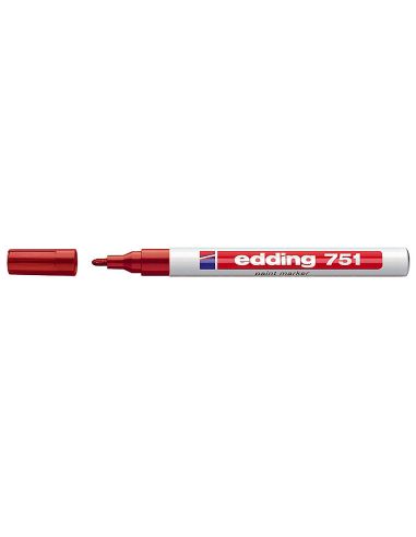 Rotulador Rojo  Edding Punta Fibra 751 Punta Redonda 1-2 Mm