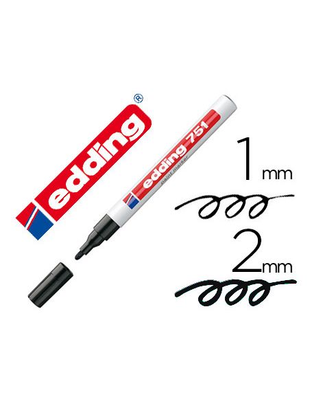 Rotulador Negro Edding Punta Fibra 751 Punta Redonda 1-2 Mm