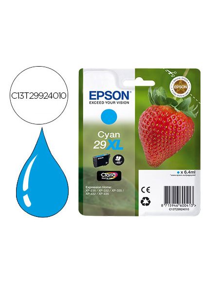 Ink-Jet Epson Home 29Xl T2992 Xp435/330/335/332/430/235/432 Cian 450 Pag