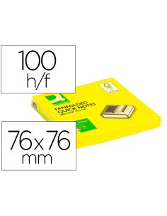 Bloc De Notas Adhesivas Quita Y Pon Q-Connect 76X76 Mm Amarillo Neon Zig-Zag