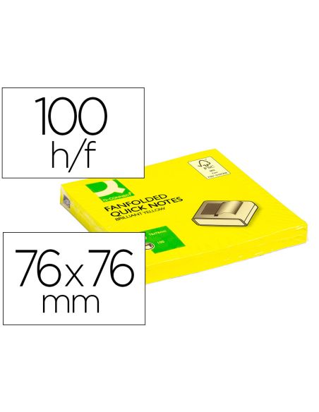 Bloc De Notas Adhesivas Quita Y Pon Q-Connect 76X76 Mm Amarillo Neon Zig-Zag