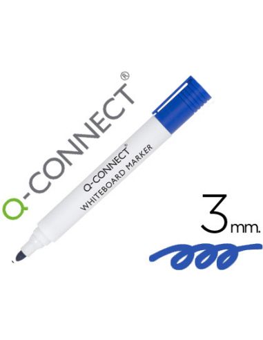 Rotulador Q-Connect Pizarra Blanca Color Azul Punta Redonda 3 Mm