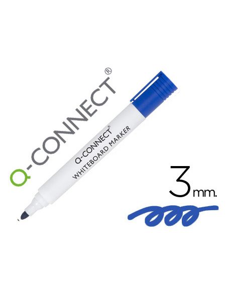 Rotulador Q-Connect Pizarra Blanca Color Azul Punta Redonda 3 Mm