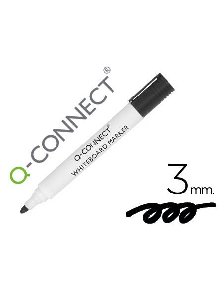 Rotulador Q-Connect Pizarra Blanca Color Negro Punta Redonda 3 Mm