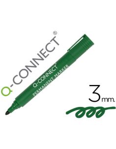 Rotulador Q-Connect Marcador Permanente Verde Punta Redonda 3 Mm