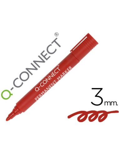 Rotulador Q-Connect Marcador Permanente Rojo Punta Redonda 3 Mm