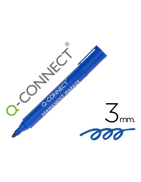 Rotulador Q-Connect Marcador Permanente Azul Punta Redonda 3 Mm