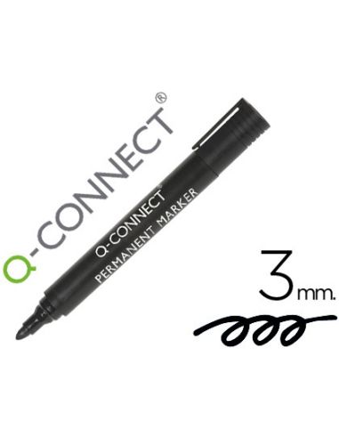 Rotulador Q-Connect Marcador Permanente Negro Punta Redonda 3 Mm