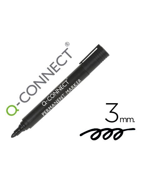 Rotulador Q-Connect Marcador Permanente Negro Punta Redonda 3 Mm
