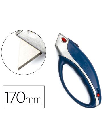 Cuter Q-Connect Xs6200 Metalico Ancho Azul Y Gris Con Mango De Plastico Y Compartimento Para Cuchillas