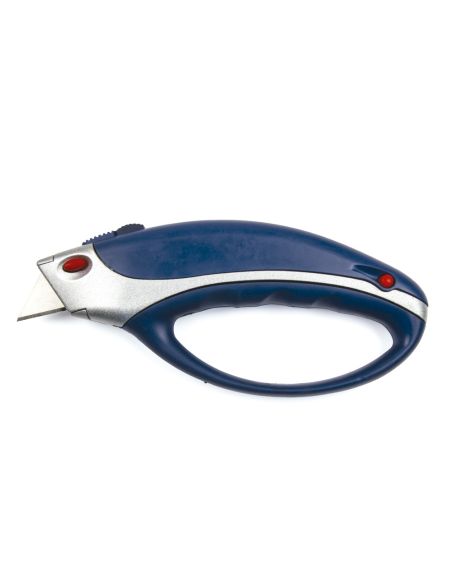 Cuter Q-Connect Xs6200 Metalico Ancho Azul Y Gris Con Mango De Plastico Y Compartimento Para Cuchillas
