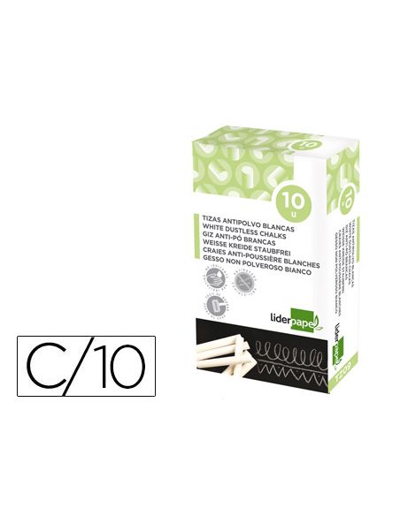 Tiza Blanca Antipolvo Liderpapel Caja De 10 Unidades