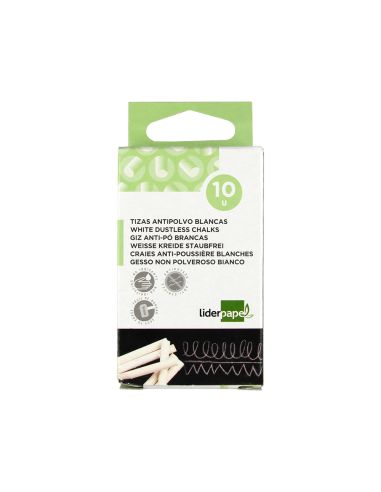 Tiza Blanca Antipolvo Liderpapel Caja De 10 Unidades