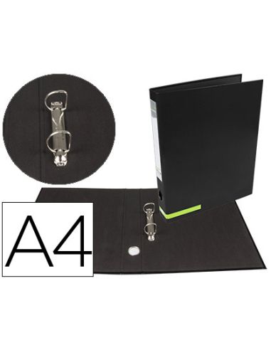 Carpeta De 2 Anillas 25 Mm Mixtas Liderpapel A4 Forrado Color System Con Ollao Y Tarjetero Negro