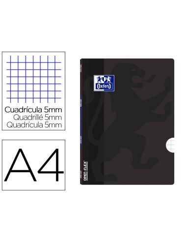 Libreta Escolar Oxford Openflex Tapa Flexible Optik Paper 48 Hojas Din A4 Cuadro 5 Mm Color Negro