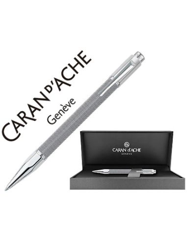 Boligrafo Caran D'Ache Varius Ivanhoe Cota De Malla Acero Gris Placado Rodio Con Estuche Punta Media