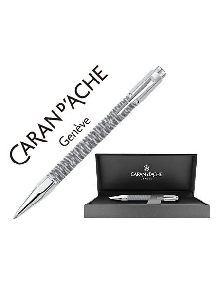 Boligrafo Caran D'Ache Varius Ivanhoe Cota De Malla Acero Gris Placado Rodio Con Estuche Punta Media