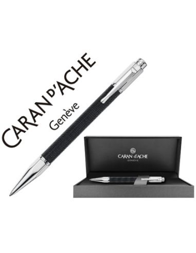 Boligrafo Caran D'Ache Varius Ivanhoe Cota De Malla Acero Negro Placado Rodio Con Estuche Punta Media