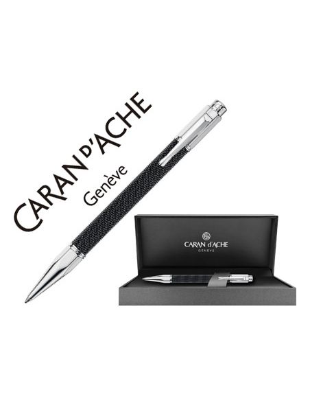 Boligrafo Caran D'Ache Varius Ivanhoe Cota De Malla Acero Negro Placado Rodio Con Estuche Punta Media