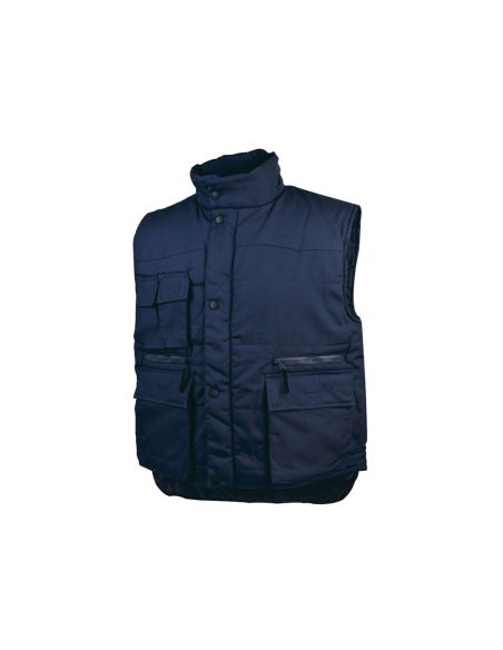 Chaleco Deltaplus Multibolsillos Con Cremallera Cintura Elastica Color Azul Naranja Talla M