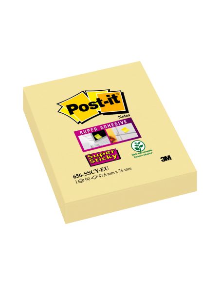 Bloc De Notas Adhesivas Quita Y Pon Post-It Super Sticky 51X78 Mm Con 90 Hojas Amarillo Canario