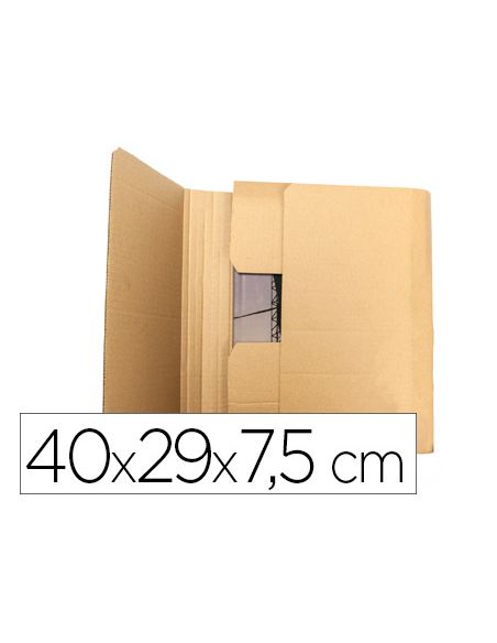 Caja Para Embalar Libros Q-Connect Carton Reciclado Canal Simple 3 Mm Color Kraft 400X290X75 Mm