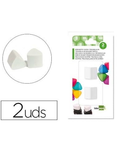 Repuesto Goma Liderpapel Triangular Con Sacapuntas Blister De 2 Unidades|Libreriasalesiana