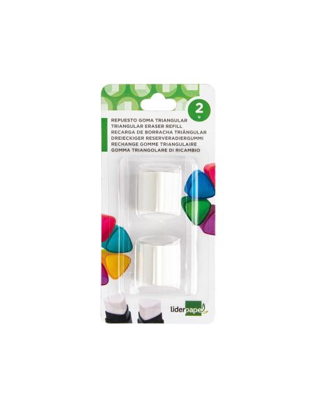 Repuesto Goma Liderpapel Triangular Con Sacapuntas Blister De 2 Unidades|Libreriasalesiana