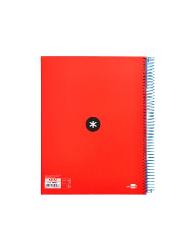 Cuaderno Espiral A4 Micro Antartik Tapa Forrada 120H 90 Gr Cuadro 5Mm 5 Bandas 4 Taladros Colores Surtidos