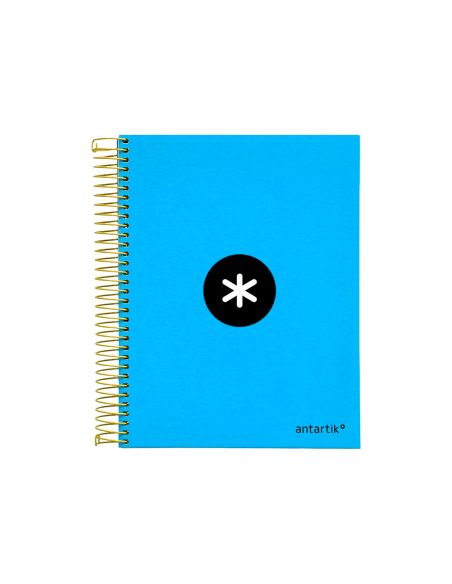 Cuaderno Espiral A5 Micro Antartik Tapa Forrada 120H 90G Liso Con Bandas 6 Taladros Color Azul
